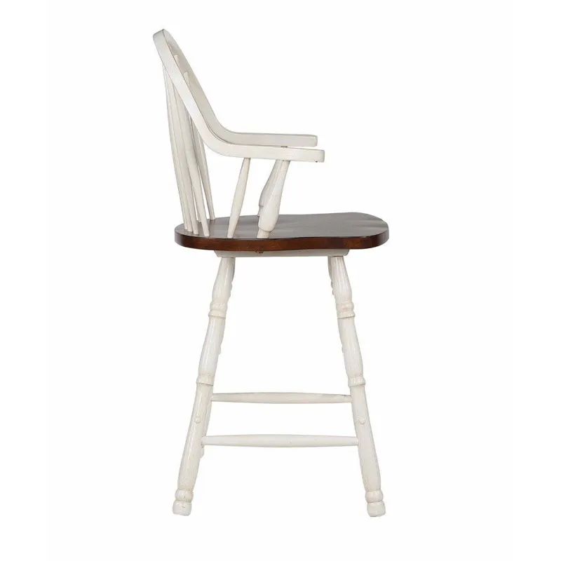 Andrews Windsor Arm Stools Antique White &amp; Chestnut