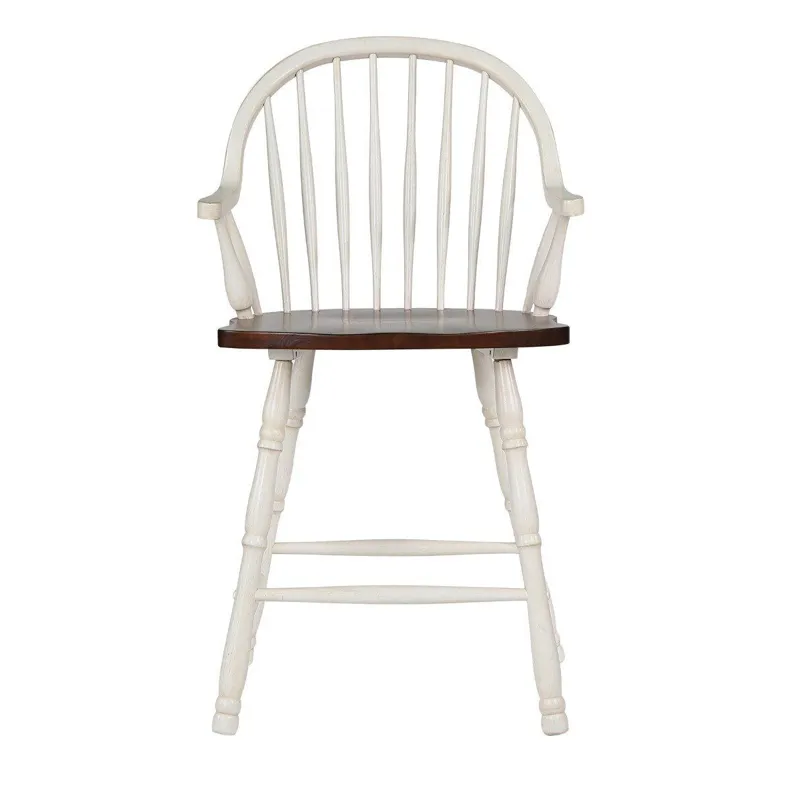 Andrews Windsor Arm Stools Antique White &amp; Chestnut