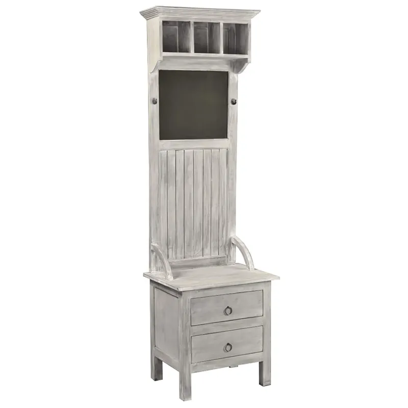 Shabby-Chic-Collection-Hall-tree-with-chalkboard-finished-in-a-Gray-wash-three-quarter-view-CC-CAB25