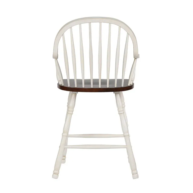 Andrews Windsor Arm Stools Antique White &amp; Chestnut