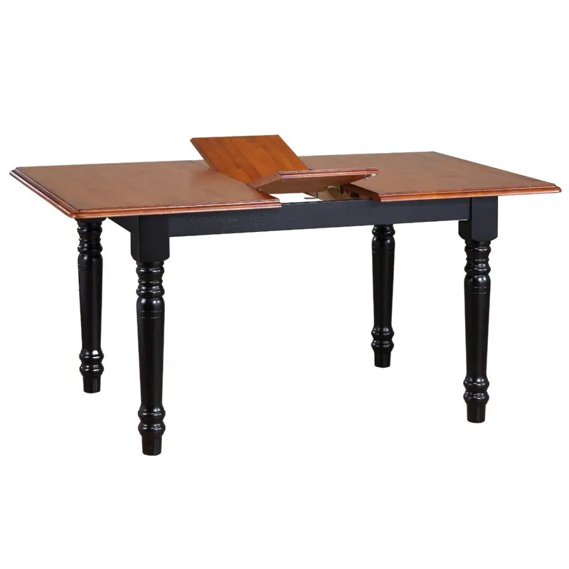 Selections 48-60" Rectangular Extendable Butterfly Leaf Dining Table in Distressed Antique Black w/Cherry