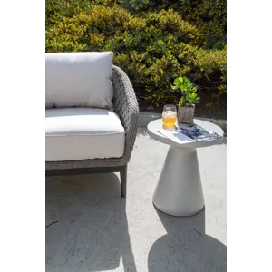 Bazaar GRC Round End Table, Bone Finish