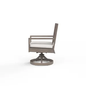 Laguna Swivel Dining Chair in Canvas Flax, No Welt