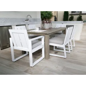 Newport Armless Dining Chair in Cast Silver, No Welt