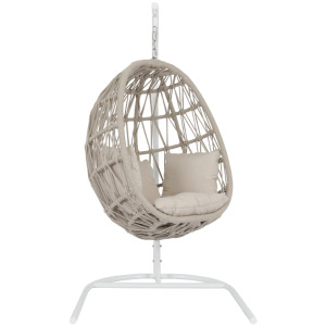 Dana Rope Hanging Club Chair in Linen Canvas w/ Self Welt