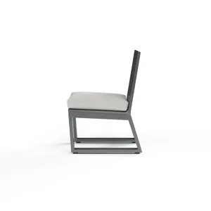 Redondo Armless Dining Chair in Cast Silver, No Welt