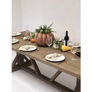 Coastal Teak 94" Trestle Dining Table