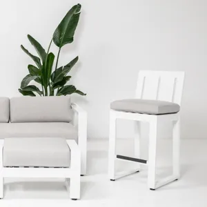 Newport Barstool in Cast Silver, No Welt