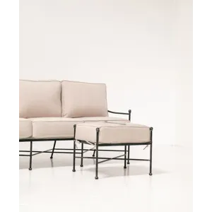 Provence Ottoman in Canvas Flax w/ Self Welt