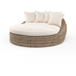 Havana Round Daybed in Canvas Flax w/ Self Welt