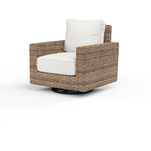 Havana Swivel Club Rocker in Canvas Flax w/ Self Welt