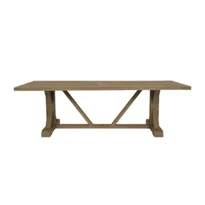 Coastal Teak 94" Trestle Dining Table