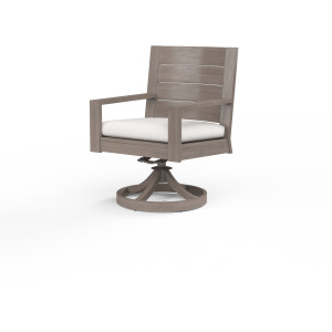 Laguna Swivel Dining Chair in Canvas Flax, No Welt
