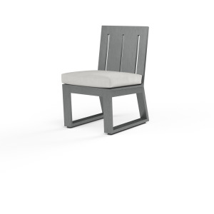 Redondo Armless Dining Chair in Cast Silver, No Welt