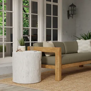 Bazaar Antique Stone Round End Table