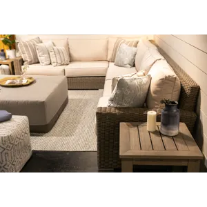 Montecito Coronado Sectional in Canvas Flax w/ Self Welt