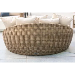 Havana Round Daybed in Canvas Flax w/ Self Welt