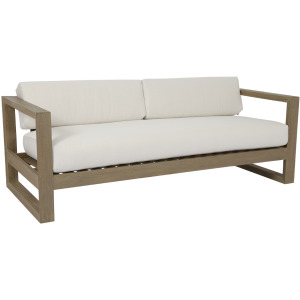 Coastal Teak Sofa in Canvas Canvas, No Welt