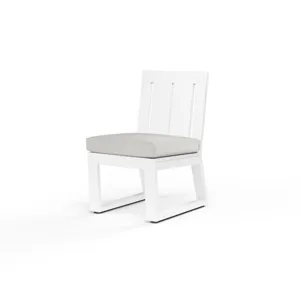 Newport Armless Dining Chair in Cast Silver, No Welt