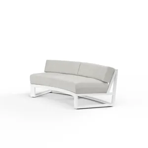 Newport Curved Sofa in Cast Silver, No Welt