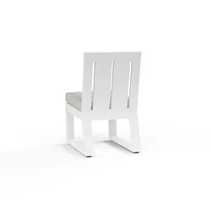 Newport Armless Dining Chair in Cast Silver, No Welt