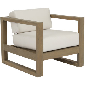 Coastal Teak Club Chair in Canvas Canvas, No Welt