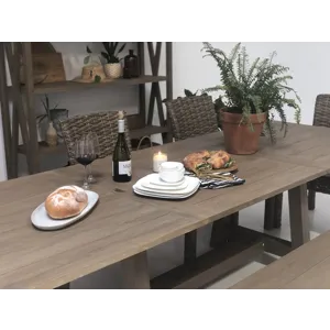 Coastal Teak Dining Table with Leaf Extension