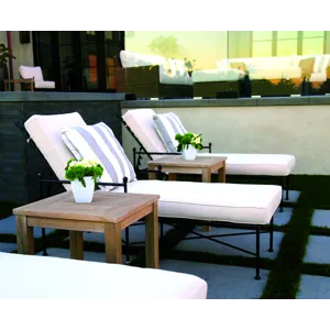 Provence Chaise Lounge in Canvas Flax w/ Self Welt