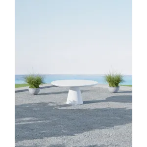 Bazaar Pedestal Dining Table, Bone Finish