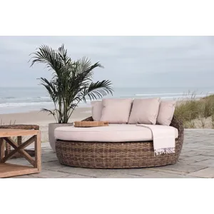 Havana Round Daybed in Canvas Granite w/ Self Welt