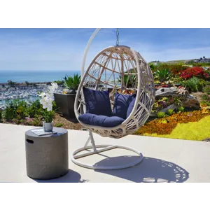 Dana Rope Hanging Club Chair in Linen Canvas w/ Self Welt