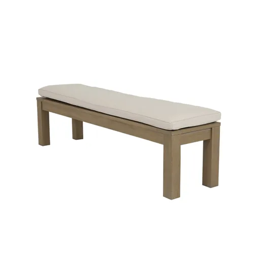 Coastal Teak Dining Bench in Canvas Canvas, No Welt