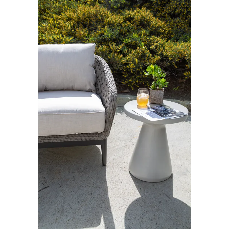 Bazaar GRC Round End Table, Bone Finish