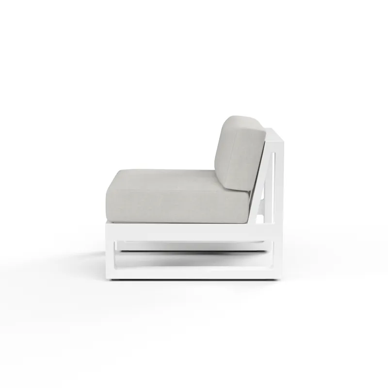 Newport Armless Club Chair in Cast Silver, No Welt