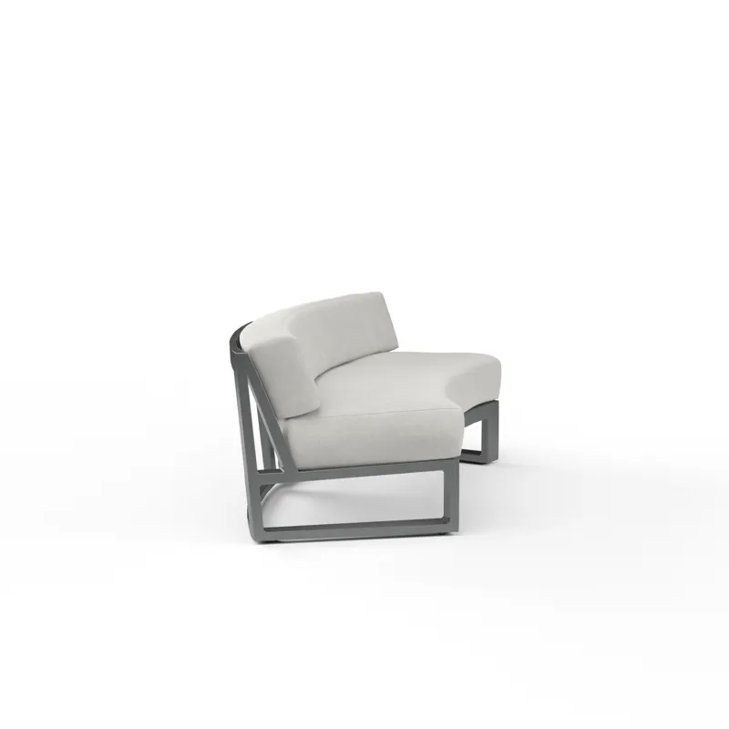 Redondo Curved Sofa in Cast Silver, No Welt