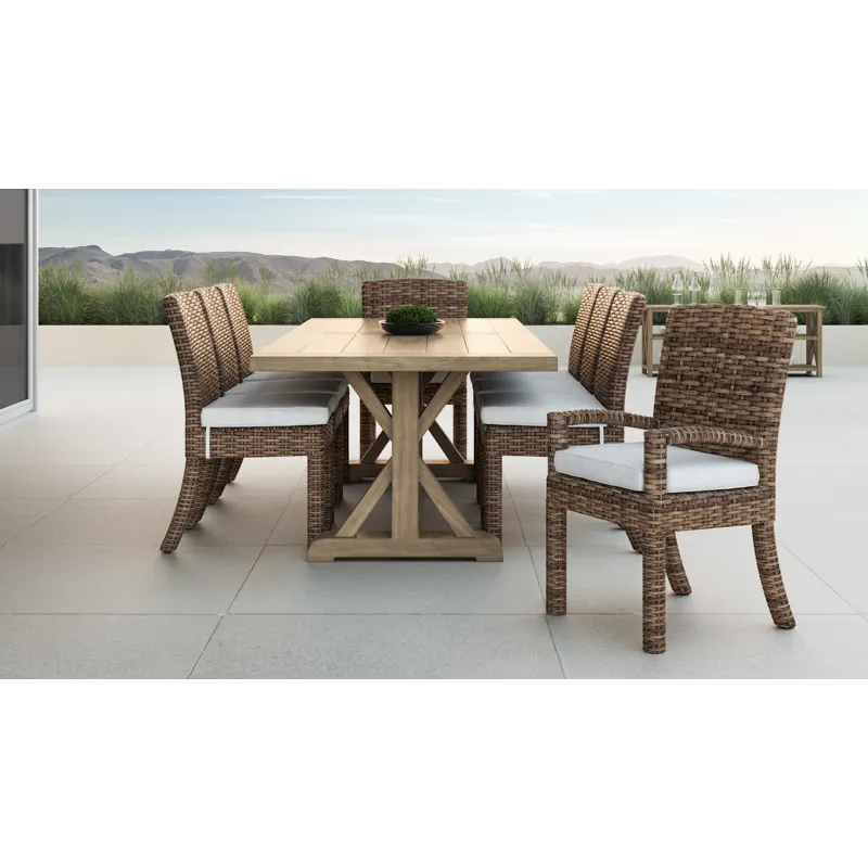 Havana Armless Dining Chair in Canvas Flax w/ Self Welt