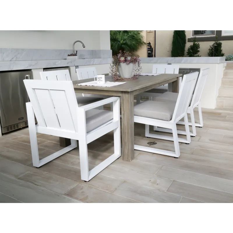 Newport Armless Dining Chair in Cast Silver, No Welt