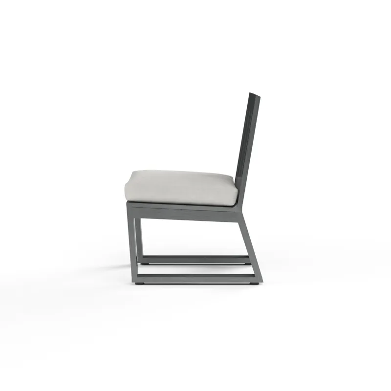 Redondo Armless Dining Chair in Cast Silver, No Welt
