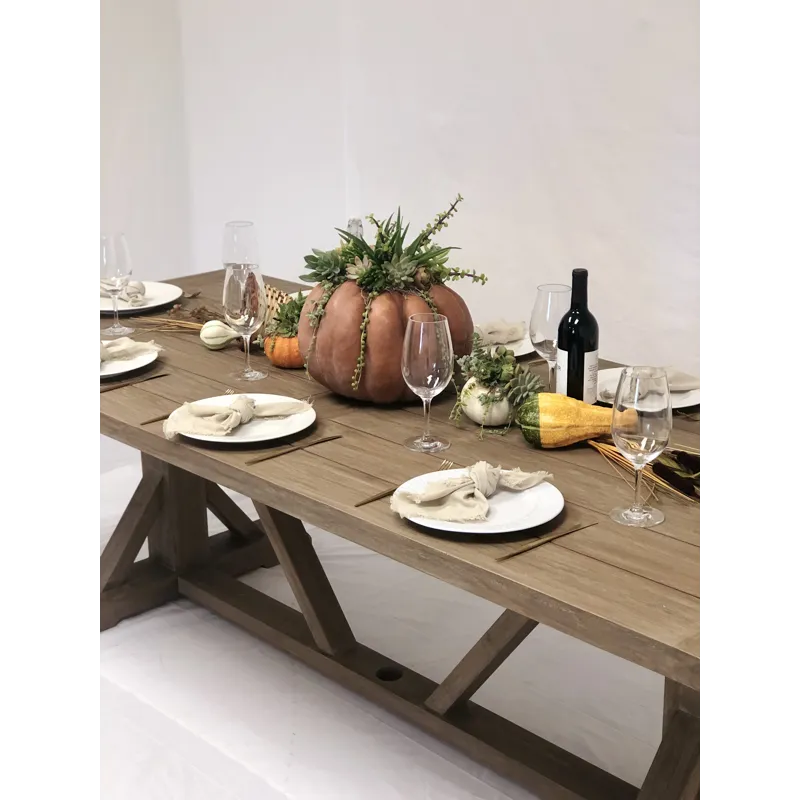 Coastal Teak 94" Trestle Dining Table