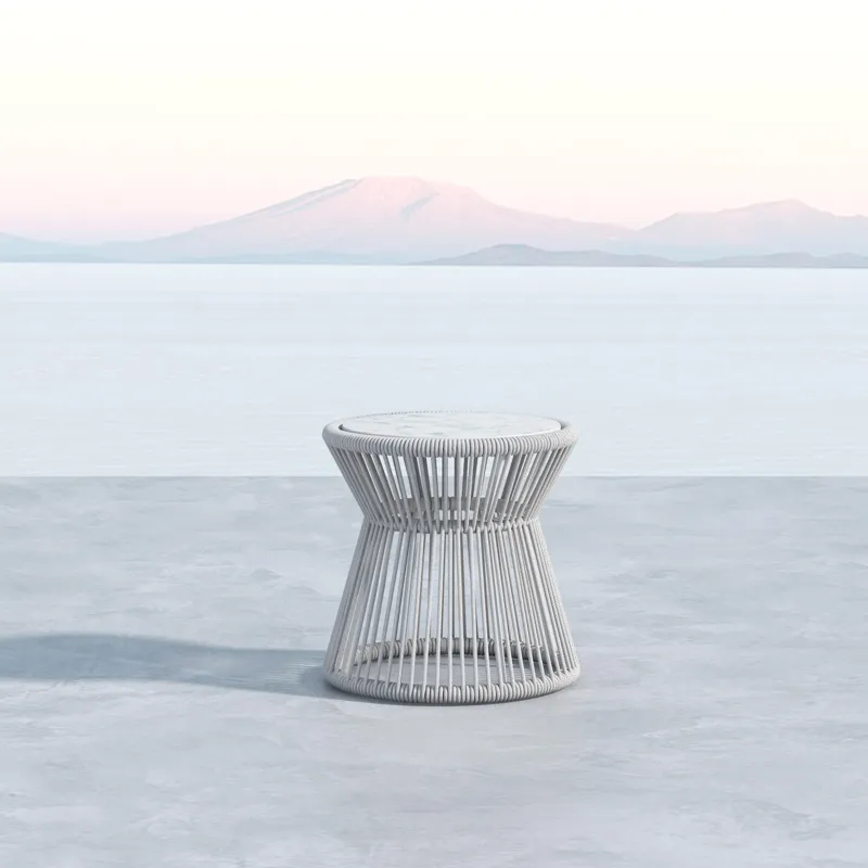 Miami End Table with Honed Carrara Marble Top