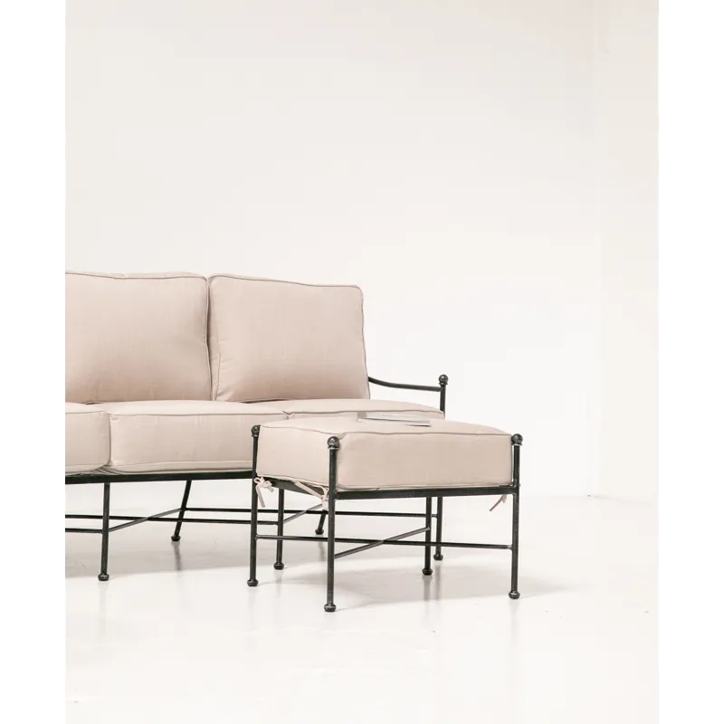 Provence Ottoman in Canvas Flax w/ Self Welt