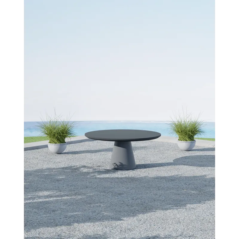 Bazaar Pedestal Dining Table, Dark Gray Finish
