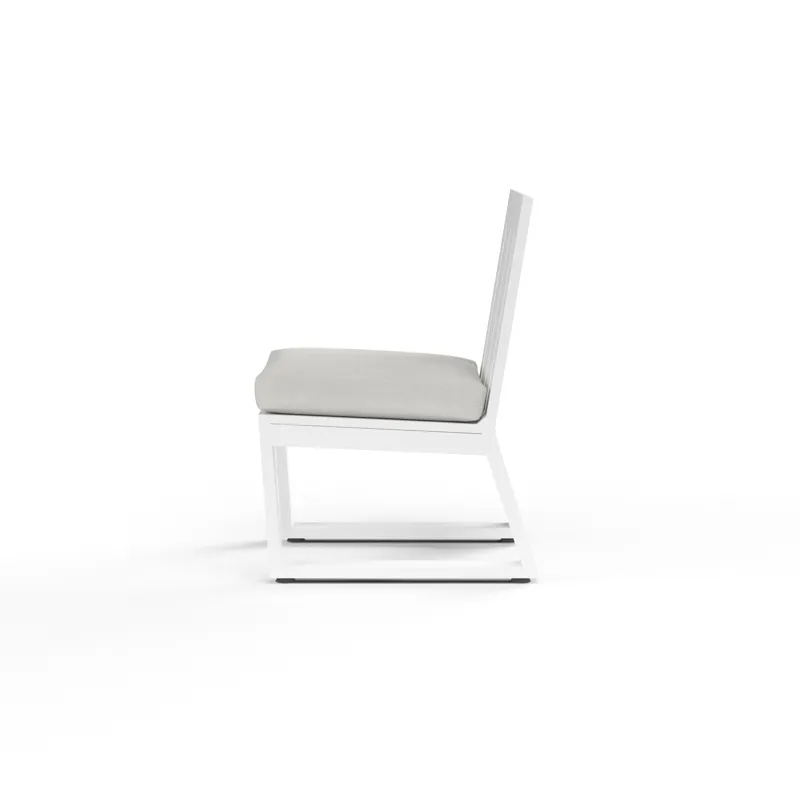 Newport Armless Dining Chair in Cast Silver, No Welt