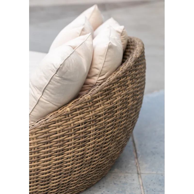 Havana Round Daybed in Canvas Flax w/ Self Welt
