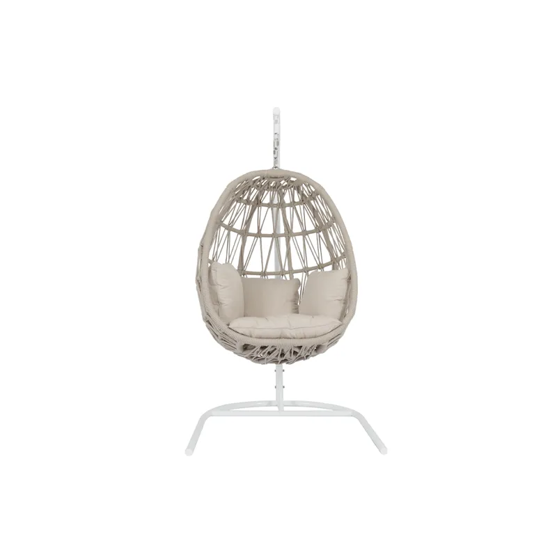 Dana Rope Hanging Club Chair in Linen Canvas w/ Self Welt