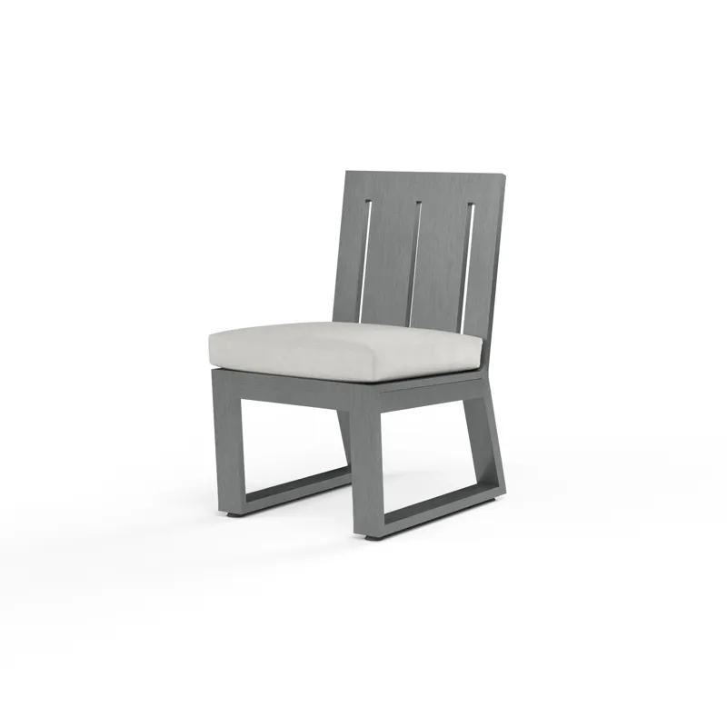 Redondo Armless Dining Chair in Cast Silver, No Welt