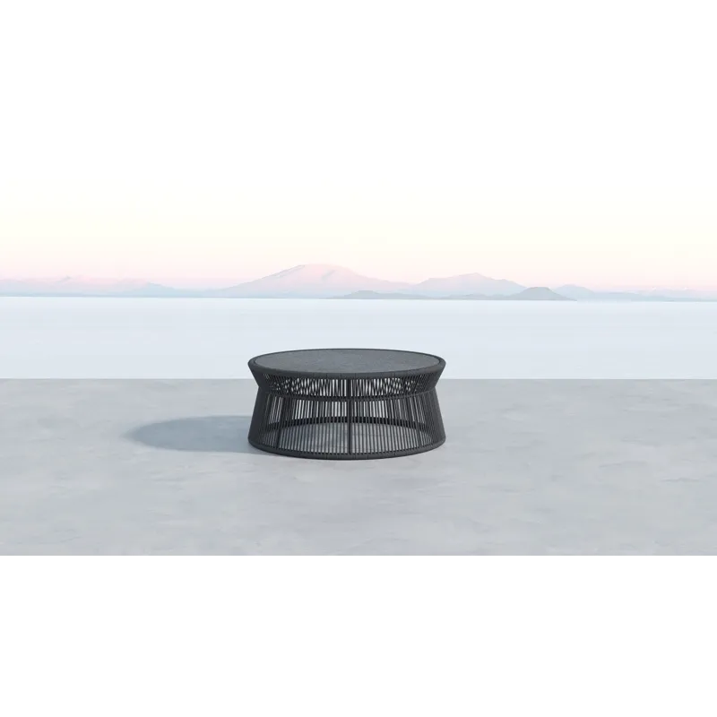 Milano Coffee Table w/ 40" Round Honed Absolute Granite Insert Top