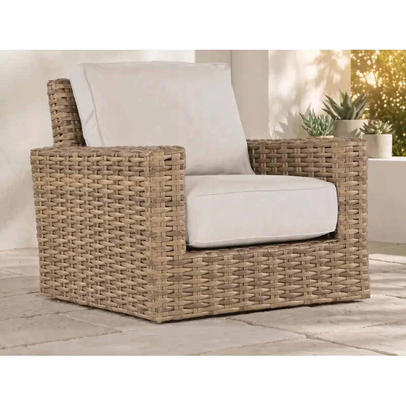 Havana Swivel Club Glider in Canvas Flax w/ Self Welt