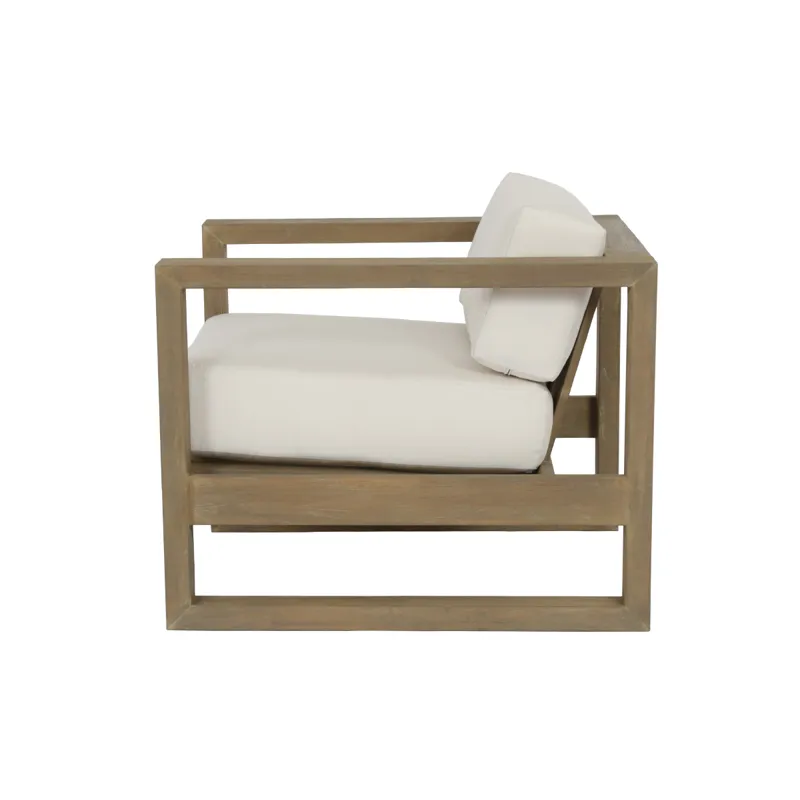 Coastal Teak Club Chair in Canvas Canvas, No Welt
