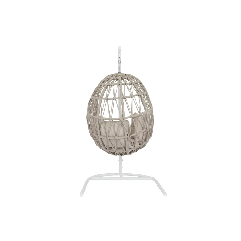 Dana Rope Hanging Club Chair in Linen Canvas w/ Self Welt